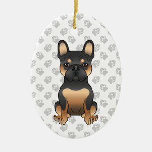 Black & Tan Franse Bulldog / Frenchie Hond & Tekst Keramisch Ornament