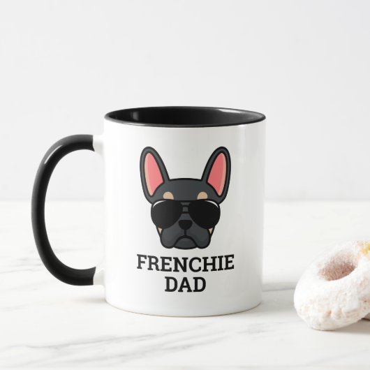 Black Tan French Bulldog Frenchie Dog Dad Mok (Met donut)