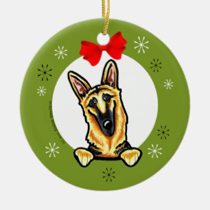 Black Tan German Shepherd kerst Klassic Keramisch Ornament