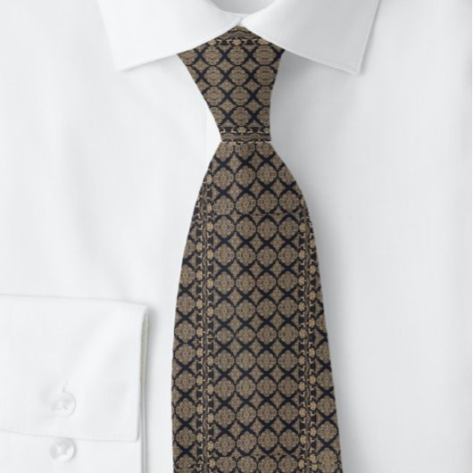 Black Tan Grid Renaissance Stropdas