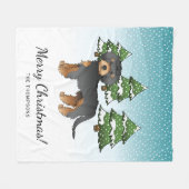 Black & Tan Mini Goldendoodle-hond - Winterbos Fleece Deken (Voorkant (Horizontaal))