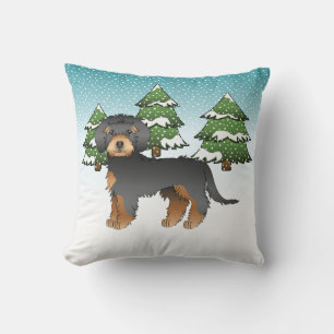 Black & Tan Mini Goldendoodle-hond - Winterbos Kussen