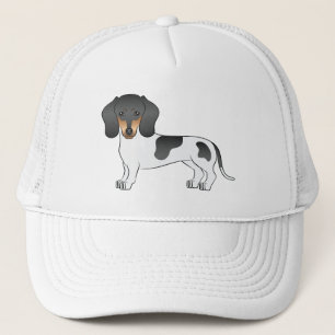 Black & Tan Pied Short Hair Dachshund Cartoon Dog Trucker Pet