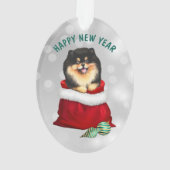 Black Tan Pomeranian Gift Surprise Ornament (achterkant)