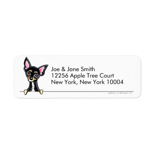 Black Tan Smooth Chihuahua Clean en Simple Etiket (Voorkant)