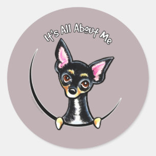 Black Tan Smooth Chihuahua IAAM Ronde Sticker