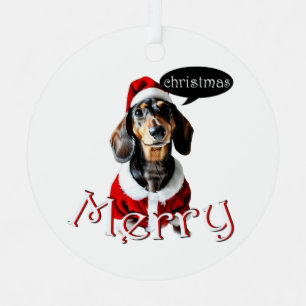 Black Tandan Modachshund Dog Face Santa Dachshund Metalen Ornament