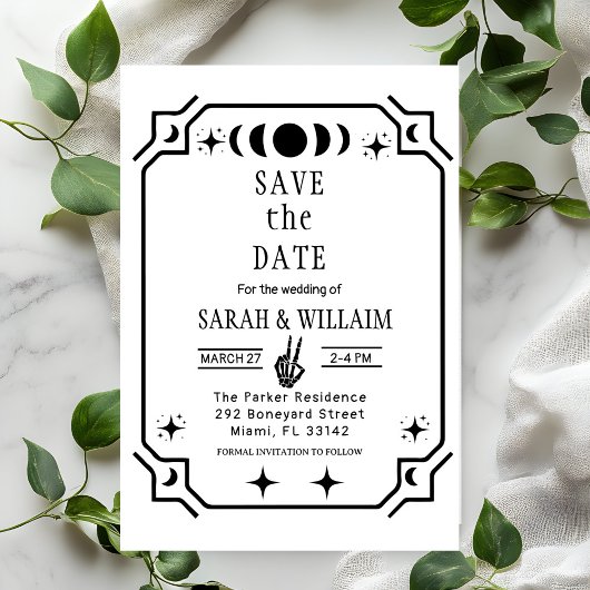 Black tarot Goth save the date wedding Invitation