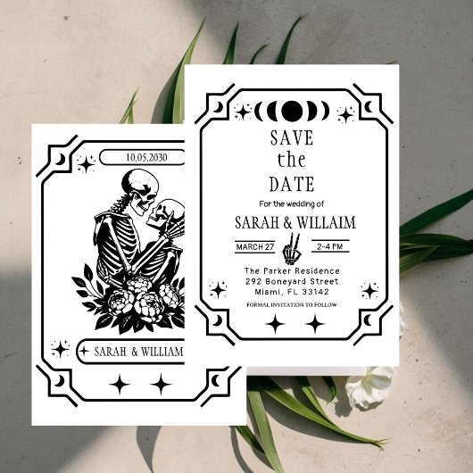 Black tarot Goth save the date wedding Invitation