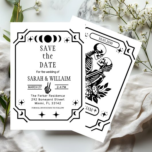 Black tarot Goth save the date wedding Invitation Kaart