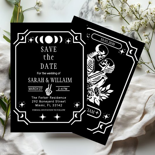 black tarot Goth save the date wedding Invitation Kaart
