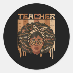 Black Teacher Afro Hair Words Geschiedenis Maand A Ronde Sticker
