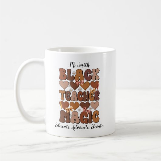 Black Teacher Magic Personalized Mug (Gauche)