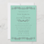 Black Teal Flourish Elegant Any Time Wedding Kaart (Voorkant)