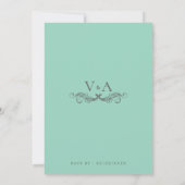 Black Teal Flourish Elegant Any Time Wedding Kaart (Achterkant)