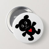 Black Teddy Bear Love Ronde Button 7,6 Cm (Voorkant /achterkant)