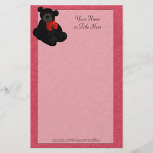 Black Teddy Bear Stationery Briefpapier