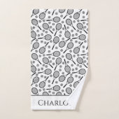 Black Tennis Rackets en Grey Balls  H Bad Handdoek (Handdoek)