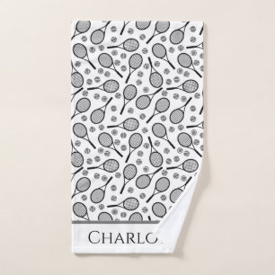 Black Tennis Rackets en Grey Balls  Handdoek