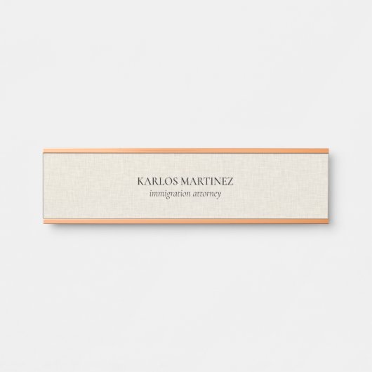 Black Text On Beige Linen Immigration Attorney Deurbordje (Voorkant)