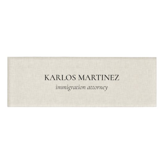 Black Text On Beige Linen Immigration Attorney Naambadge (Voorkant)