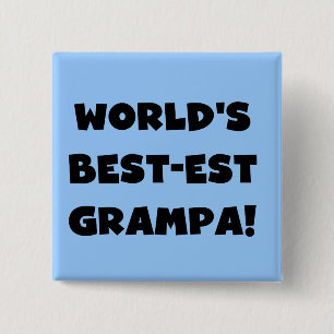 Black Text 's Werelds Beste Grampa T-shirts Gesche Vierkante Button 5,1 Cm