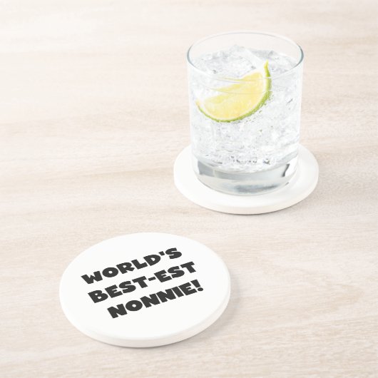 Black Text 's Werelds beste Nonnie Gifts Zandsteen Onderzetter (Zijkant)