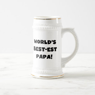 Black Text 's Werelds Beste Papa Tshirts en gesche Bierpul