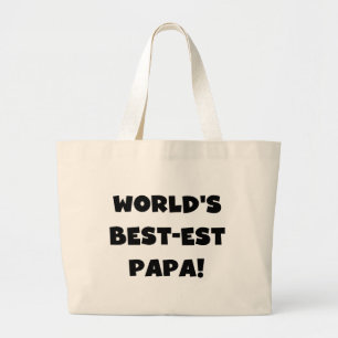 Black Text 's Werelds Beste Papa Tshirts en gesche Grote Tote Bag