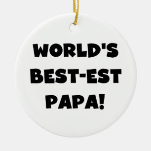 Black Text 's Werelds Beste Papa Tshirts en gesche Keramisch Ornament