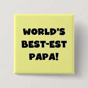 Black Text 's Werelds Beste Papa Tshirts en gesche Vierkante Button 5,1 Cm