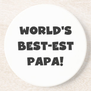 Black Text 's Werelds Beste Papa Tshirts en gesche Zandsteen Onderzetter