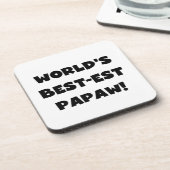 Black Text 's Werelds beste Papaw geschenken Bier Onderzetter (Linkerzijde)