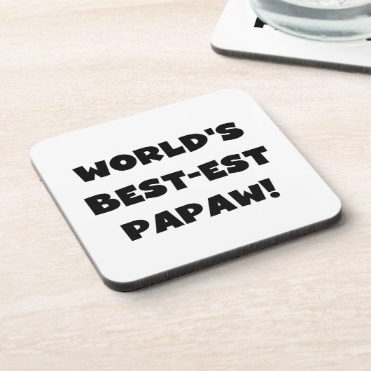 Black Text 's Werelds beste Papaw geschenken Bier Onderzetter (Linkerzijde)