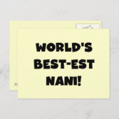 Black Text World's Best-est Nani T-shirts en gesch Briefkaart (Voorkant / Achterkant)