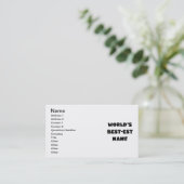 Black Text World's Best-est Nani T-shirts en gesch Visitekaartje (Staand voorkant)