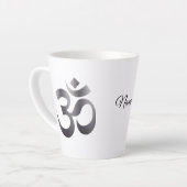 Black Textured Om Symbol, Name, 12oz Latte Mok (Linkerhoek)