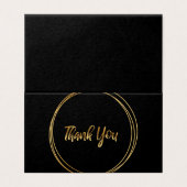 Black Thank You Cartes avec des cercles d'or (Outside Unfolded)