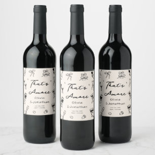 Black That's Amore Hand Drawn Wedding Wijn Etiket