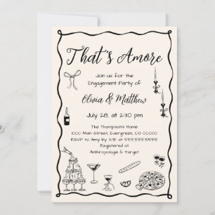 Black That's Amore Wedding Engagement Party Kaart