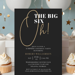 Black The Big 60th Surprise Birthday Invitation Kaart