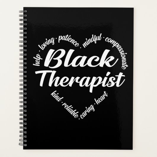 Black Therapist Heart Word Cloud Planner (Voorkant)