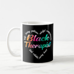 Black Therapist Heart Word Cloud Waterverf Koffiemok