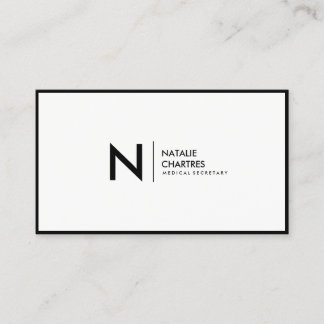 Black Thin Lijst Minimaliste Monogram White Visitekaartje