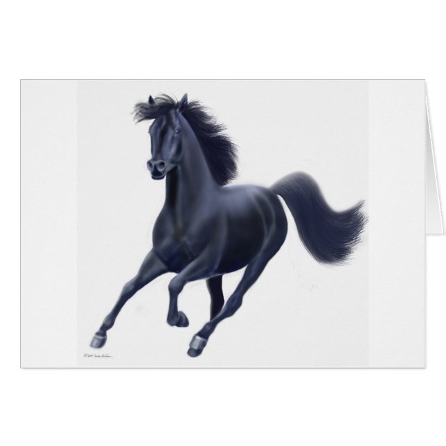 Black Thoroughbred Horse Card (Voorkant Horizontaal)