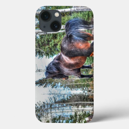 Black Thoroughbred Percheron Horse, Jumping logs Case-Mate iPhone Case (Achterkant)