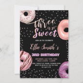 Black Three Sweet Rose Donut Invitations Anniversa (Devant)
