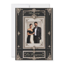 Black Tie Engagement Elegant Black White Photo 