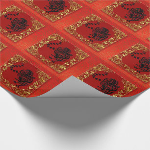 Black Tiger Chinese Zodiac Animal Red en Gold Cadeaupapier