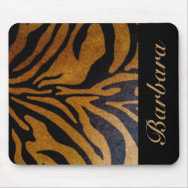 Black Tiger Stripe Typografie Muismat